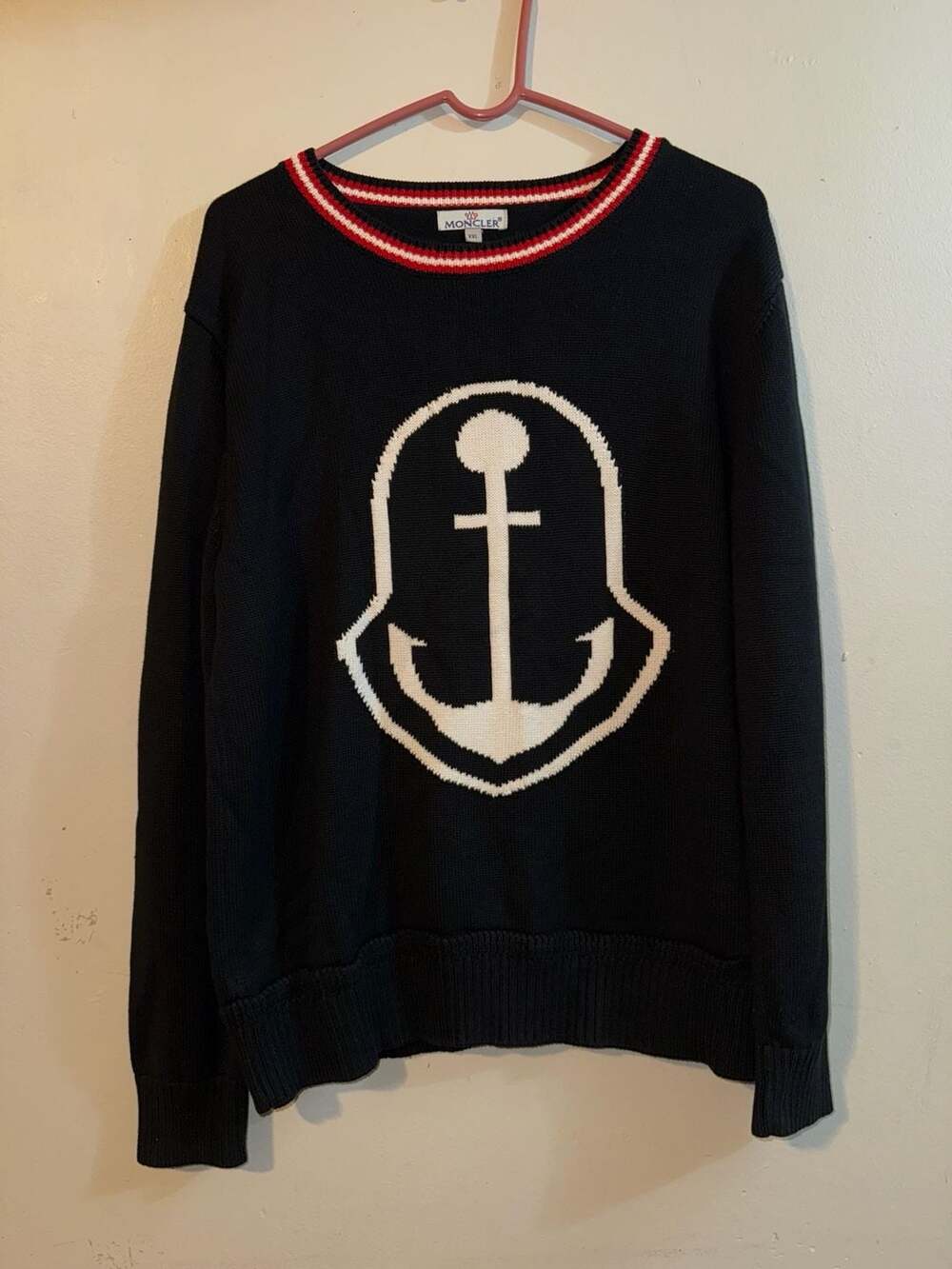 Moncler Nautical Anchor Intarsia Knit Crewneck Sweater